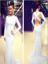 Mermaid Scoop Open Back Satin Prom Dresses With Long Sleeves LBQ3794